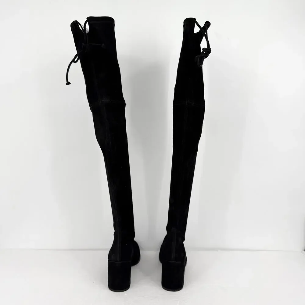 Stuart Weitzman Womens Tieland Over The Knee Boots Size 6 Black Suede EUC